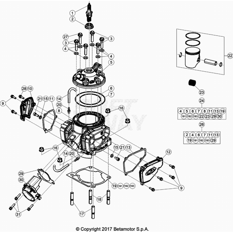 CYLINDRE-CULASSE-DISTRIBUTION BETA 250 RR 2023