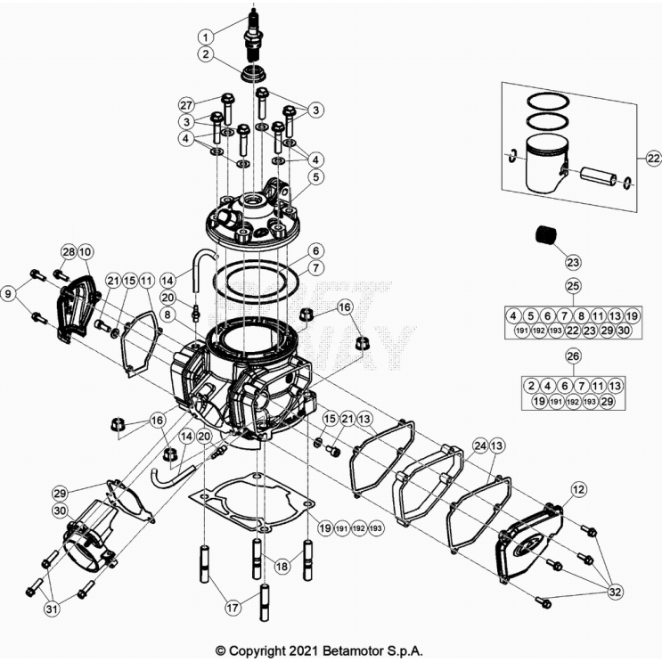 CYLINDRE-CULASSE-DISTRIBUTION BETA 300 RR 2023