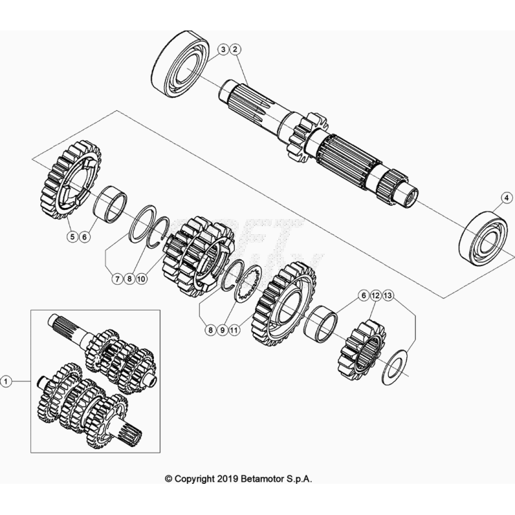 BOÎTE A VITESSES ARBRE PRIMAIRE BETA 250 XTRAINER 2023