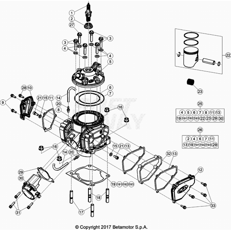 CYLINDRE-CULASSE BETA 250 XTRAINER 2023