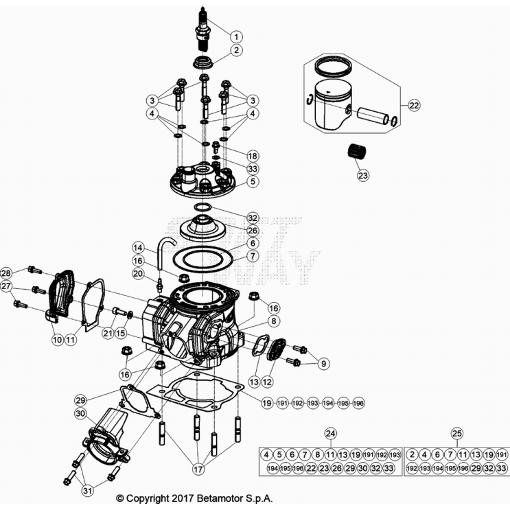 CYLINDRE-CULASSE BETA 125 RR 2024
