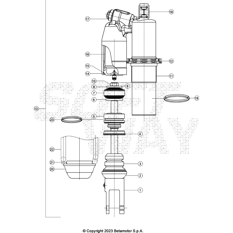 VUE ECLATEE AMORTISSEUR BETA 450 RX 2025