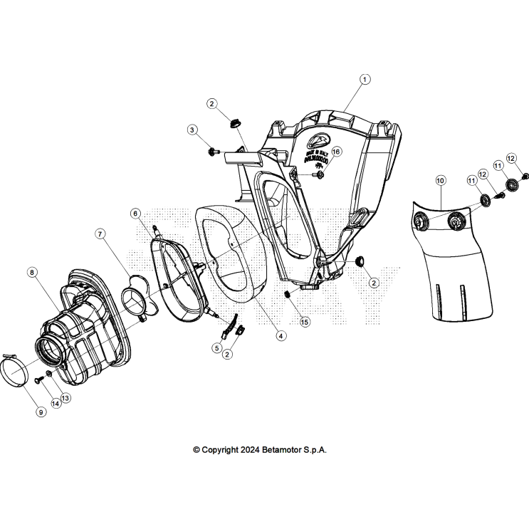 VUE ECLATEE BOÎTIER A AIR BETA 450 RX 2025