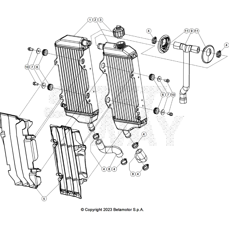 VUE ECLATEE RADIATEUR BETA 450 RX 2025
