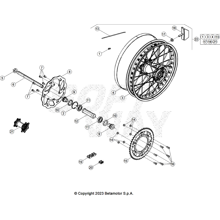 VUE ECLATEE ROUE ARRIERE BETA 450 RX 2025