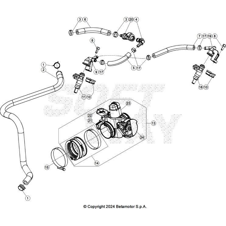 VUE ECLATEE GROUPE INJECTION BETA 350 X-PRO 2025