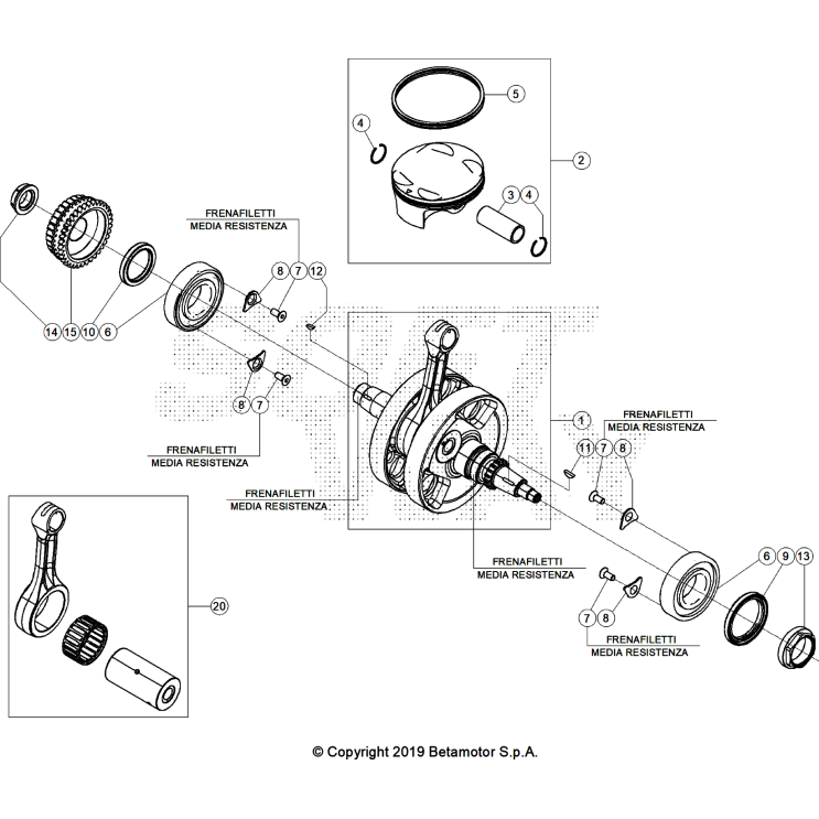 VUE ECLATEE VILEBREQUIN-PISTON BETA 350 X-PRO 2025