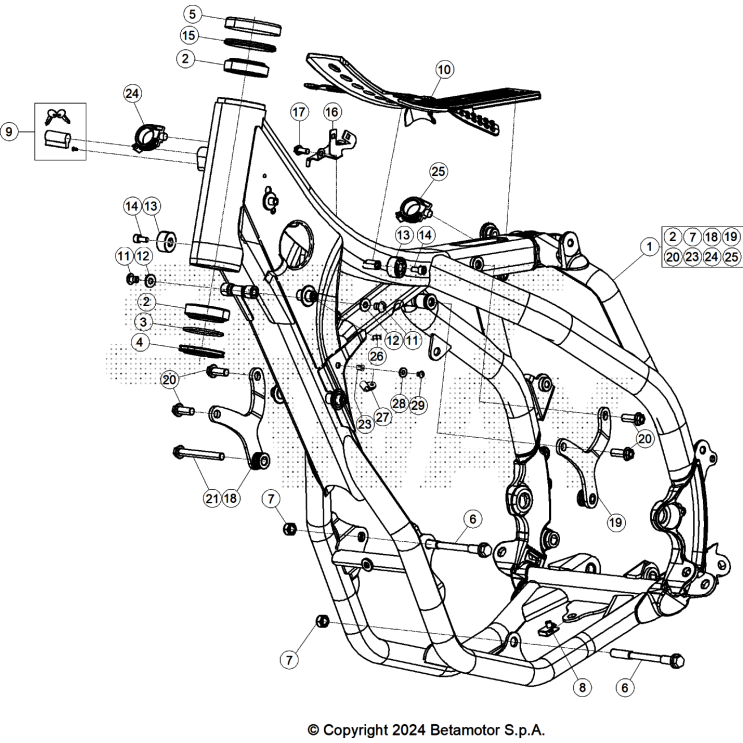 VUE ECLATEE CHASSIS BETA 350 X-PRO 2025