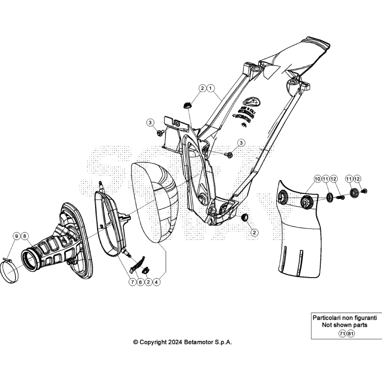 VUE ECLATEE BOITE A AIR BETA 390 RACING 2025