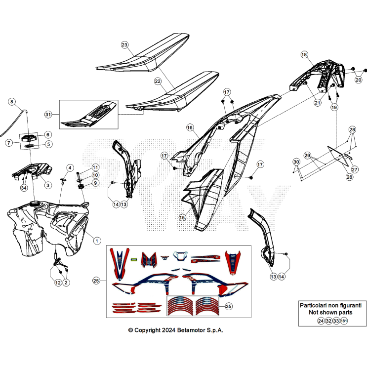 VUE ECLATEE CARENAGES-RESERVOIR-SELLE BETA 390 RACING 2025