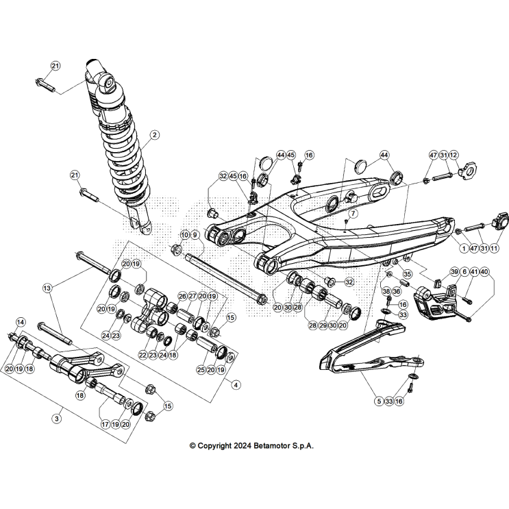VUE ECLATEE BOUCLE ARRIERE BRAS OSCILLANT BETA 390 RACING 2025