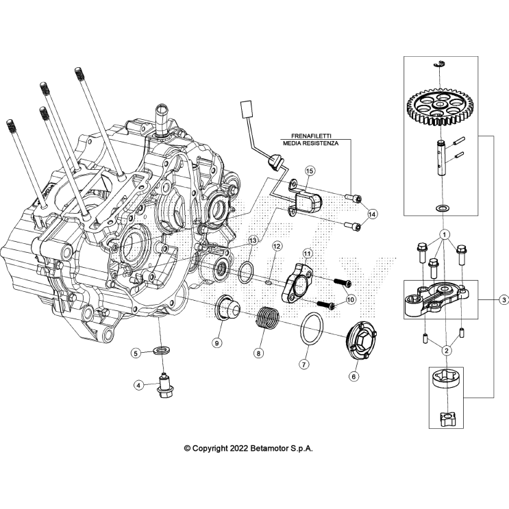 VUE ECLATEE POMPE A HUILE BETA 125 4T NOIR 2023