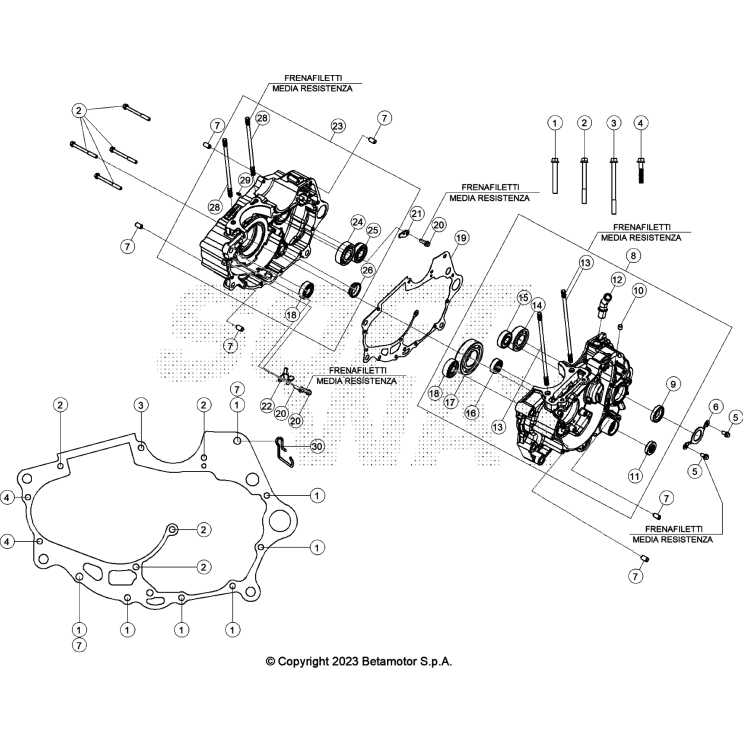 VUE ECLATEE CARTER MOTEUR BETA 125 4T ROUGE 2023