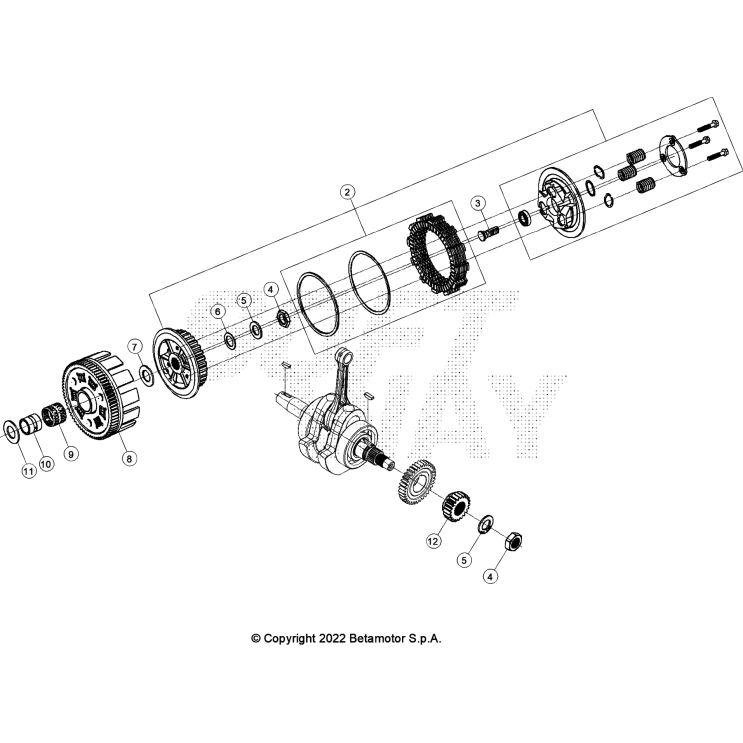 VUE ECLATEE EMBRAYAGE BETA 125 4T ROUGE 2023