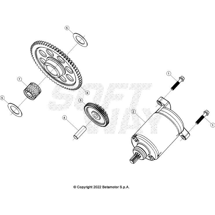 VUE ECLATEE DÉMARRAGE ÉLECTRIQUE BETA 125 4T ROUGE 2023