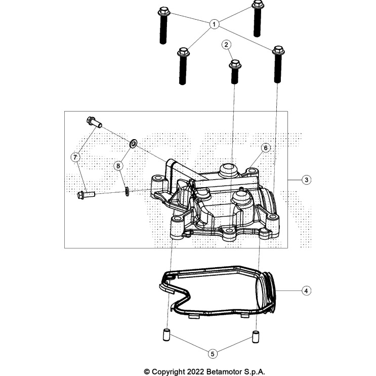 VUE ECLATEE COUVERCLE CULASSE BETA 125 4T ROUGE 2023