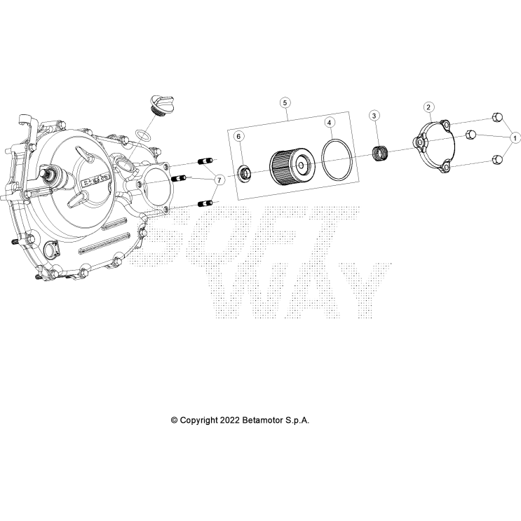 VUE ECLATEE CIRCUIT DE LUBRIFICATION BETA 125 4T ROUGE 2023