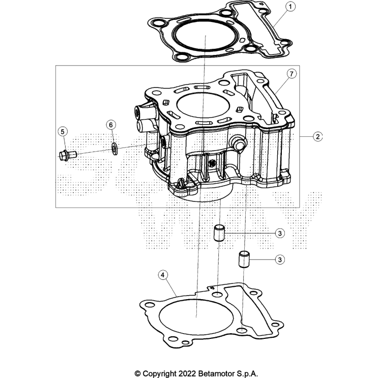 VUE ECLATEE CYLINDRE BETA 125 4T ROUGE 2023
