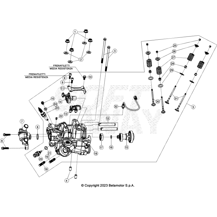 VUE ECLATEE CULASSE BETA 125 4T ROUGE 2023