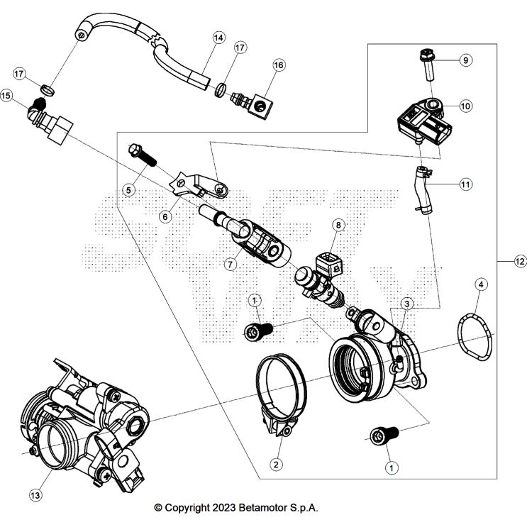 VUE ECLATEE GROUPE INJECTION BETA 125 4T BLANC 2024