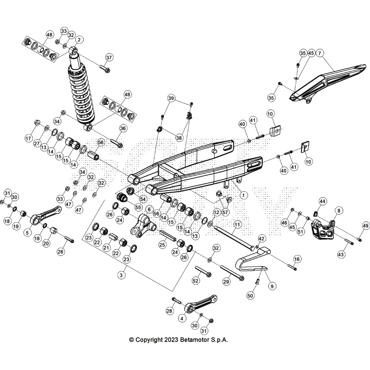 VUE ECLATEE BOUCLE ARRIERE BETA 125 4T NOIR 2025