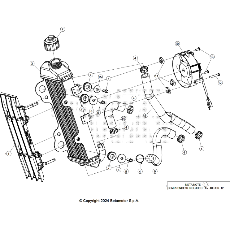 VUE ECLATEE RADIATEUR BETA 125 4T NOIR 2025