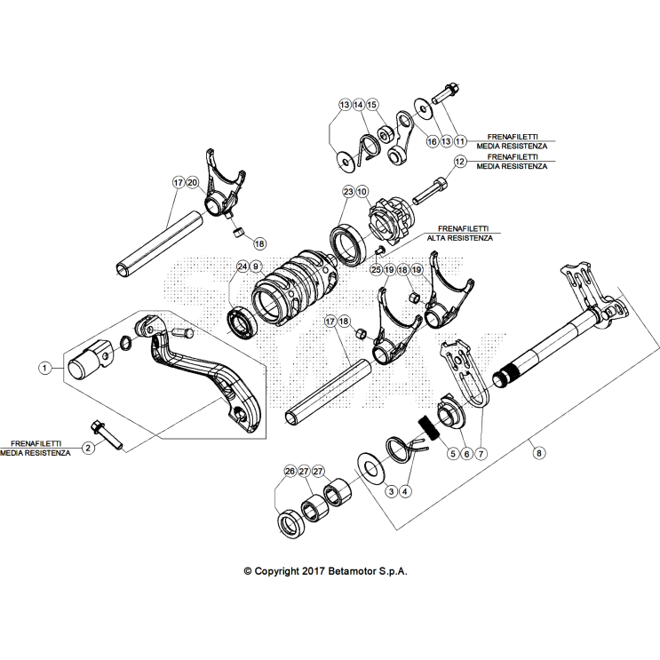 VUE ECLATEE COMMANDE BOÎTE A VITESSES BETA 125 X-PRO 2026