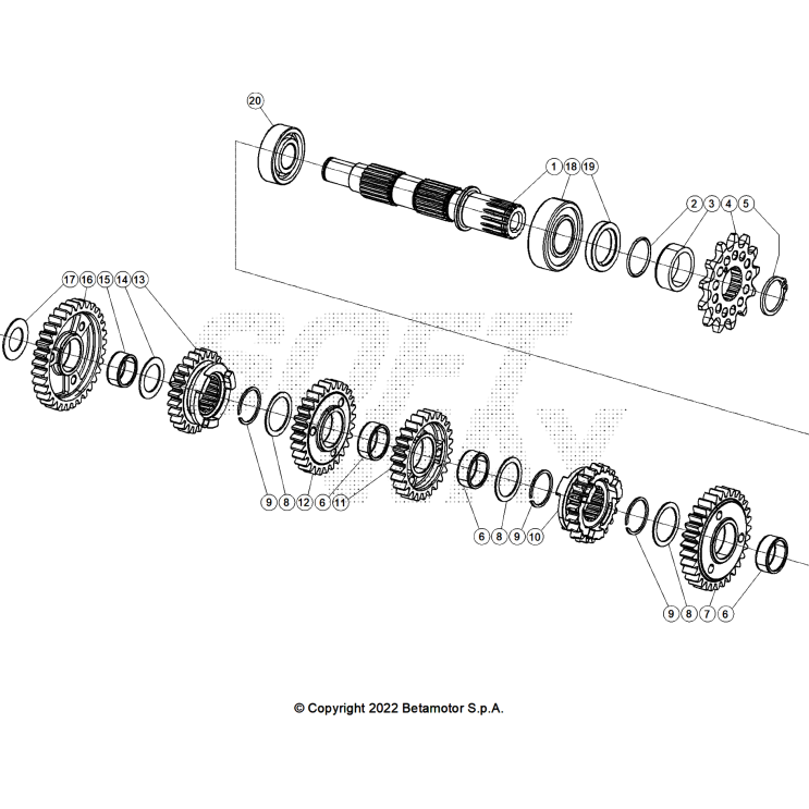 VUE ECLATEE BOÎTE A VITESSES BETA 125 X-PRO 2026