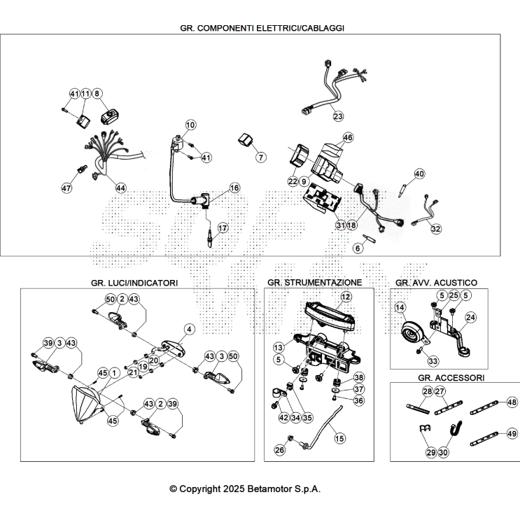 VUE ECLATEE FAISCEAU ELECTRIQUE BETA 125 X-PRO 2026