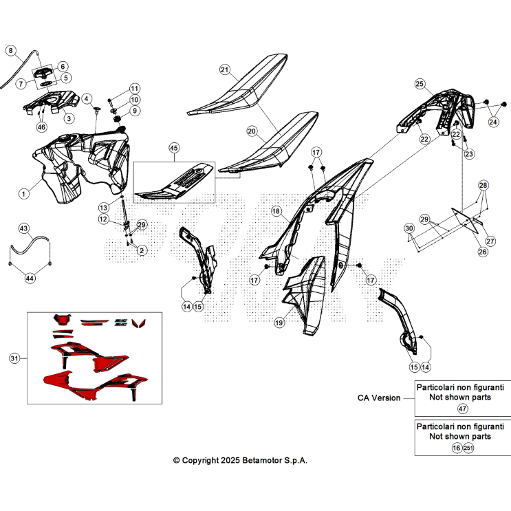 VUE ECLATEE CARENAGES-RESERVOIR-SELLE BETA 125 X-RPO 2026