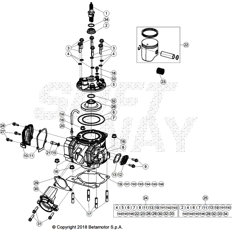 VUE ECLATEE CYLINDRE-CULASSE-DISTRIBUTION BETA 200 X PRO 2026