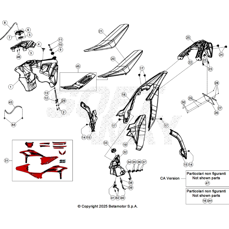 VUE ECLATEE CARENAGES-RESERVOIR-SELLE BETA 250 X PRO 2026