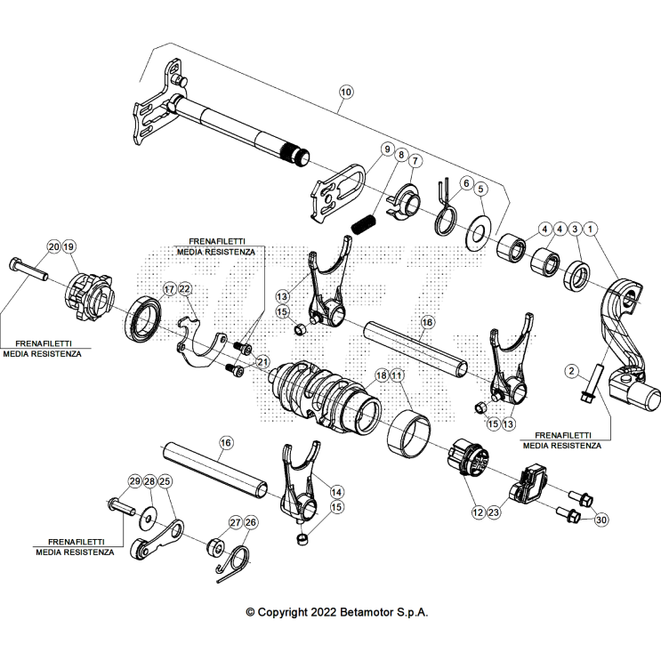 VUE ECLATEE COMMANDE BOÎTE A VITESSES BETA 350 X PRO 2026
