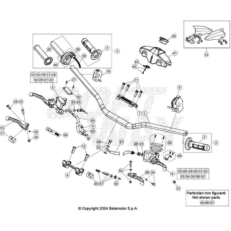 VUE ECLATEE COMMANDES-GUIDON BETA 125 RACE 2026