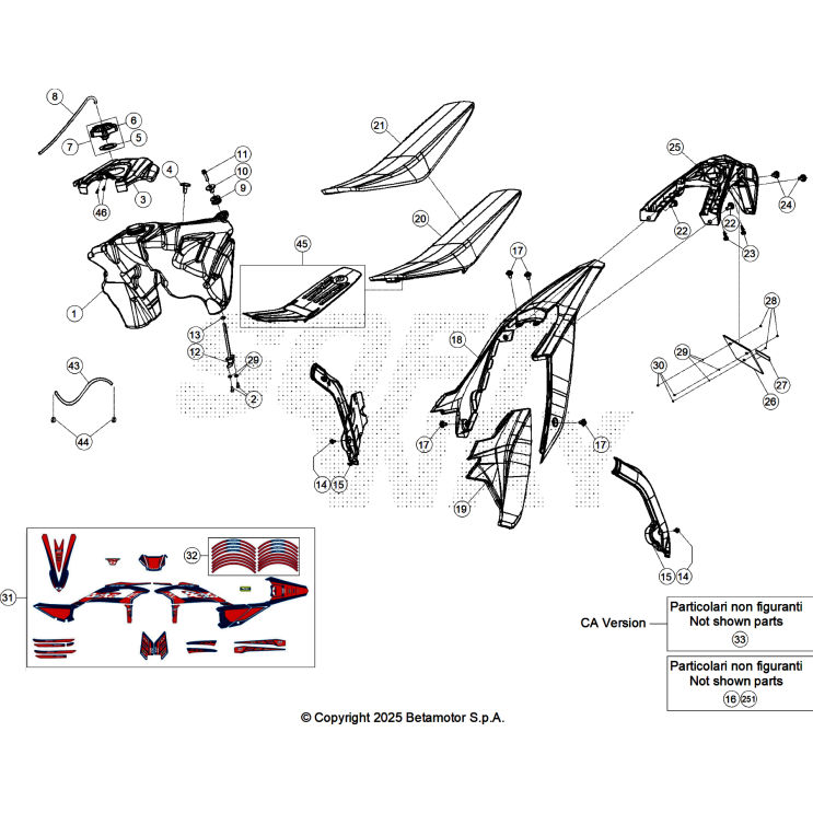 VUE ECLATEE CARENAGES-RESERVOIR-SELLE BETA 250 RACE 2026
