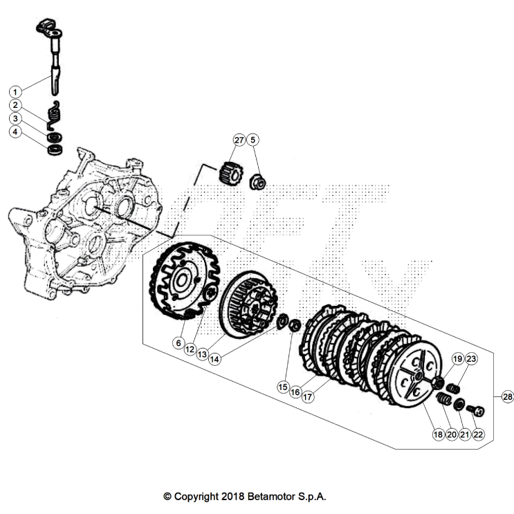 VUE ECLATEE EMBRAYAGE BETA 50 RR RACE 2025
