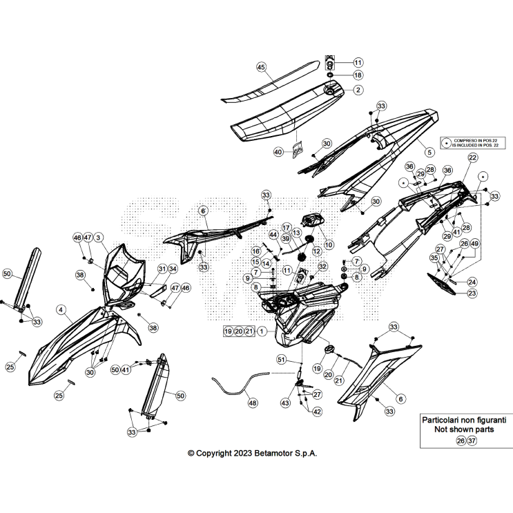 VUE ECLATEE CARENAGES-RESERVOIR-SELLE BETA 50 RR RACE 2025