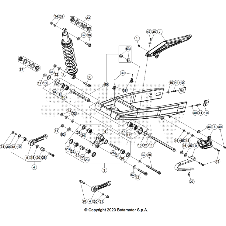 VUE ECLATEE AMORTISSEUR BETA 50 RR WHITE SPORT 2025
