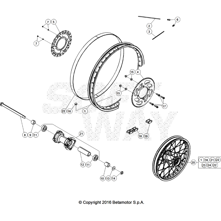 VUE ECLATEE ROUE ARRIERE BETA 50 RR RED SPORT 2025