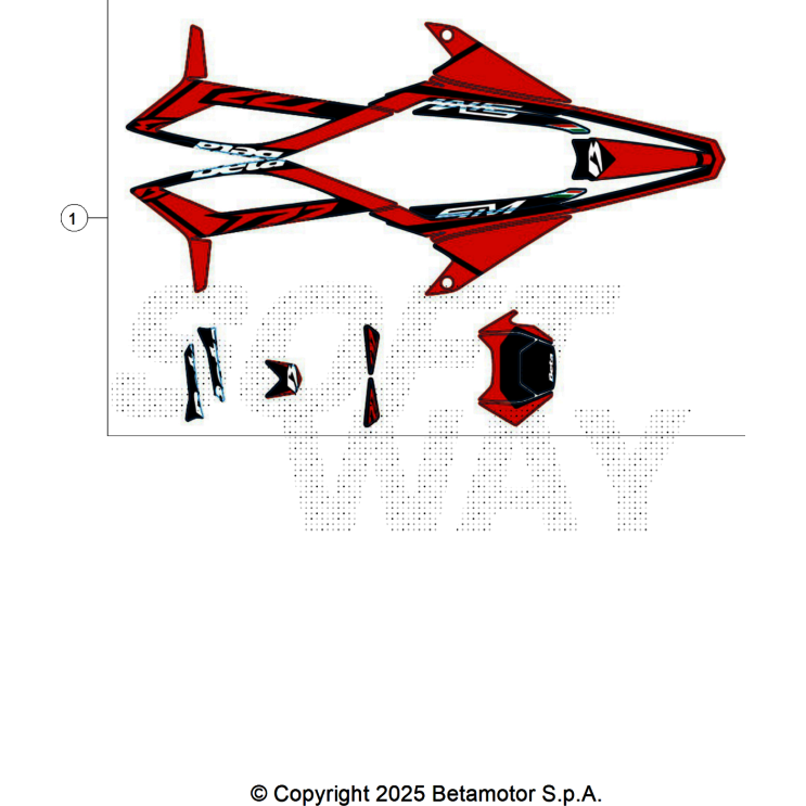 VUE ECLATEE KIT DECO BETA MOTARD 50 RR BLACK 2025