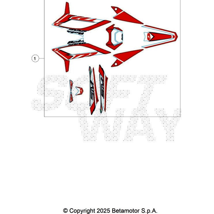 VUE ECLATEE KIT DECO BETA MOTARD 50 RR WHITE SPORT 2025