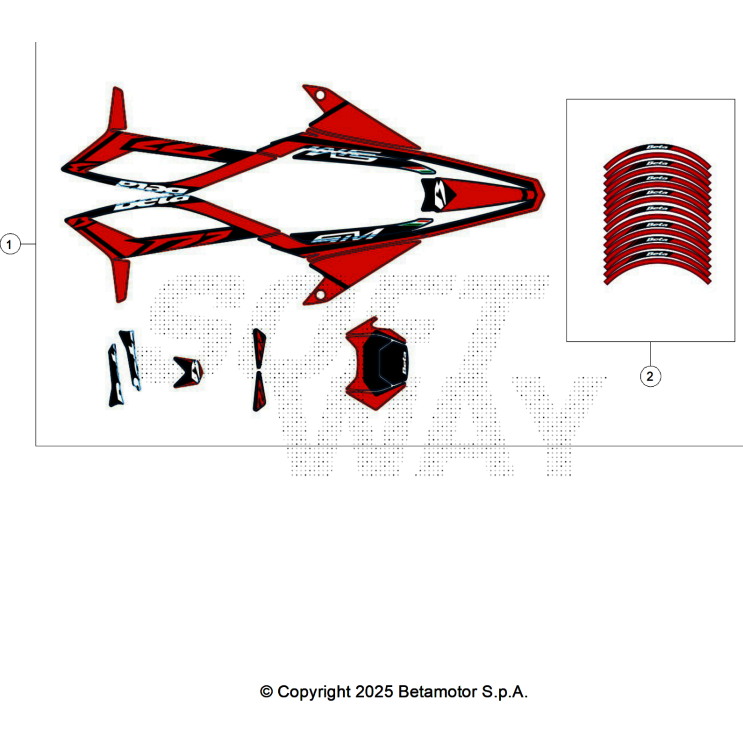 VUE ECLATEE KIT DECO BETA MOTARD 50 RR BLACK SPORT 2025