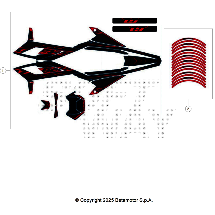 VUE ECLATEE KIT DECO BETA MOTARD 50 RR BLACK SPORT LS 2025