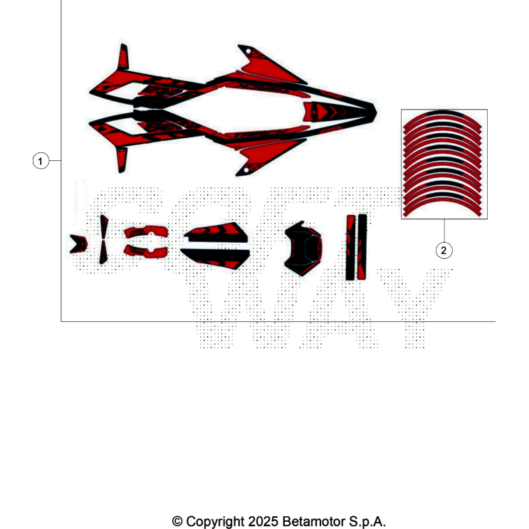 VUE ECLATEE KIT DECO BETA MOTARD 50 RR BLACK TRACK 2025