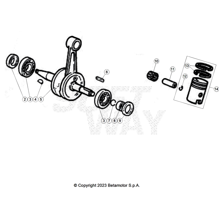 VUE ECLATEE VILEBREQUIN-PISTON BETA 50 RR RACE 2026