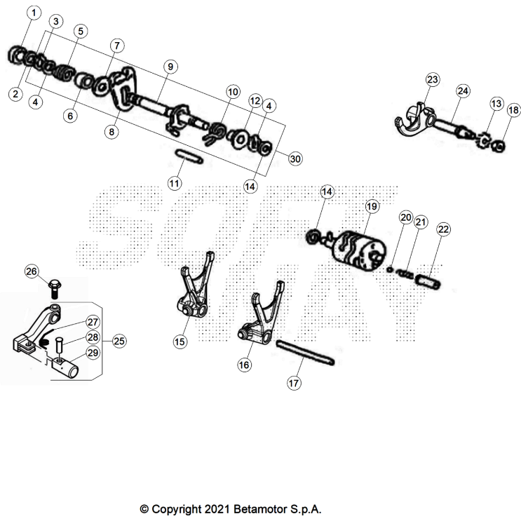VUE ECLATEE COMMANDE BOÎTE A VITESSES BETA 50 RR RACE 2026