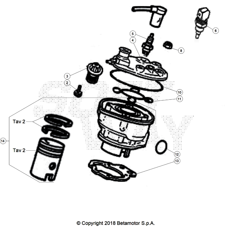 VUE ECLATEE CYLINDRE-CULASSE BETA 50 RR RACE 2026