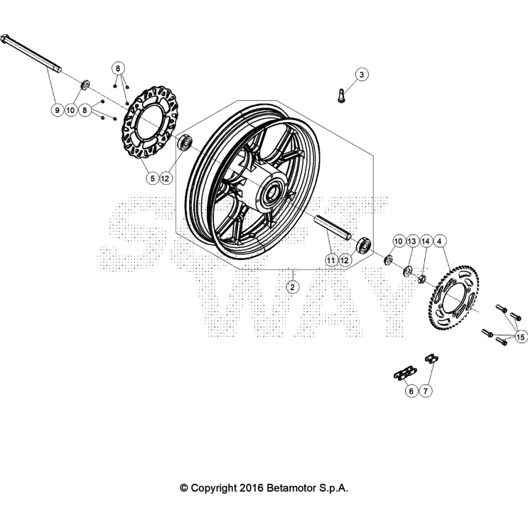 VUE ECLATEE ROUE ARRIERE BETA MOTARD 50 RR BLACK SPORT 2026