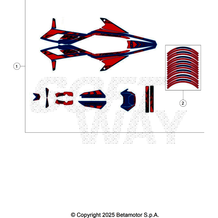 VUE ECLATEE KIT DECO BETA MOTARD 50 RR BLUE TRACK 2026