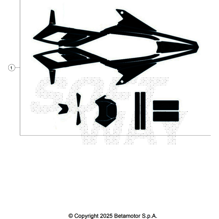 VUE ECLATEE KIT DECO BETA MOTARD 50 RR GREY X 2026